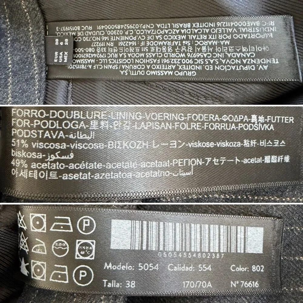 Massimo Dutti Pinstripe Wool Blend Tailored Trousers Gray EU 38 US 6 NWT - Picture 9 of 12